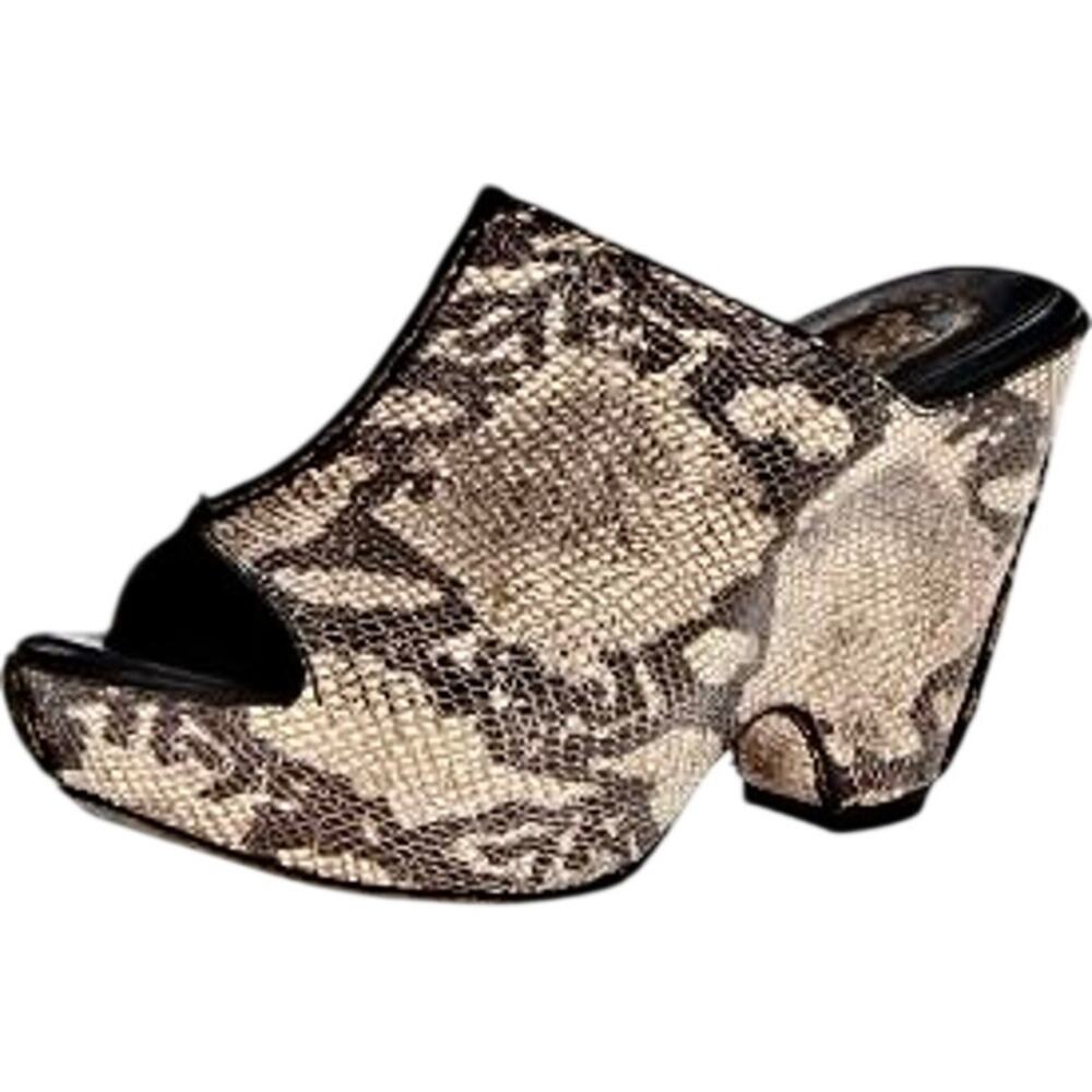 ARIAT Summerside Western Leather Shimmer Snakeskin Wedge Slide Heel Mules Clogs